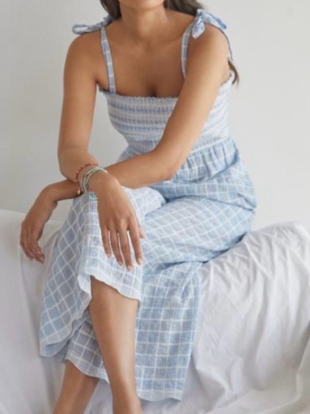 Plenty by‎ Tracy Reese Smocked Checked Jumpsuit